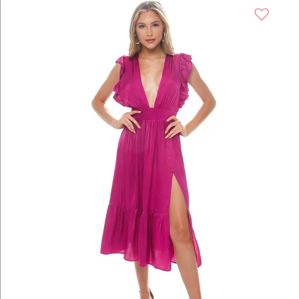 Stillwater jessi midi dress fushcia